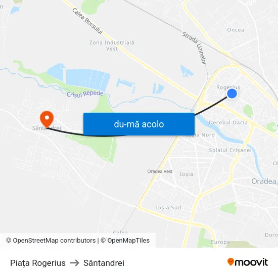 Harta de Piața Rogerius către Sântandrei