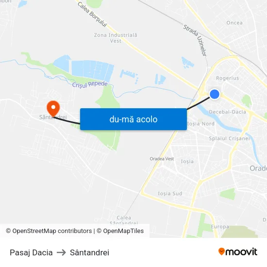 Harta de Pasaj Dacia către Sântandrei