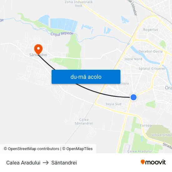 Harta de Calea Aradului către Sântandrei