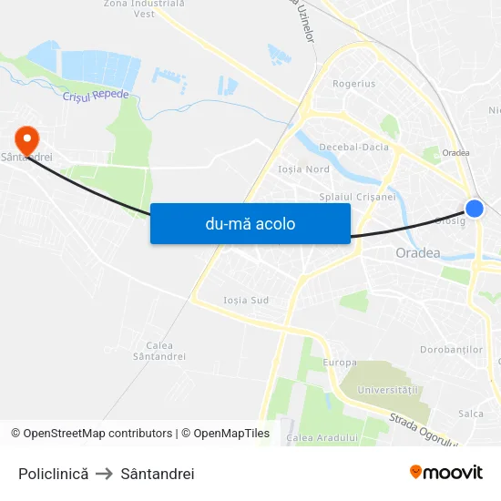 Harta de Policlinică către Sântandrei
