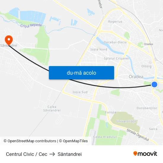 Harta de Centrul Civic / Cec către Sântandrei