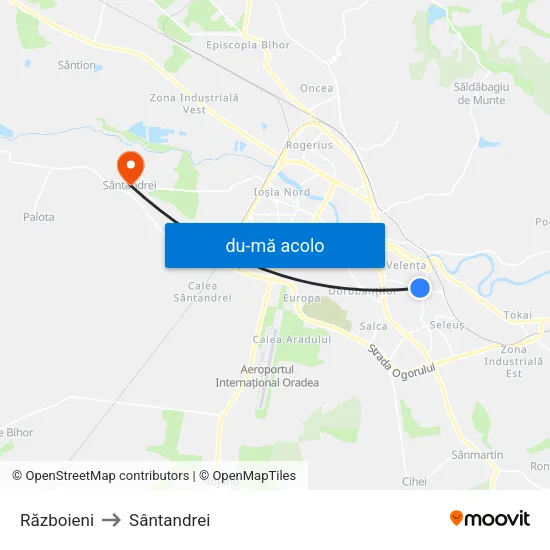 Harta de Războieni către Sântandrei