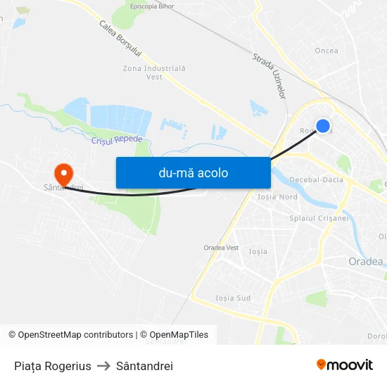 Harta de Piața Rogerius către Sântandrei