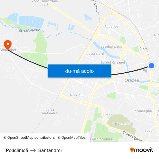 Harta de Policlinică către Sântandrei
