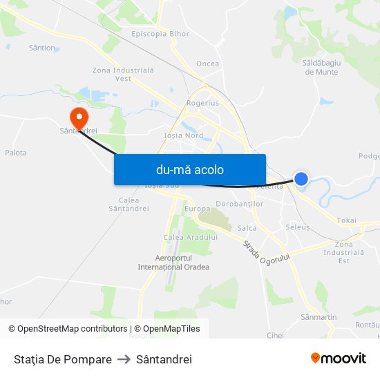 Harta de Staţia De Pompare către Sântandrei