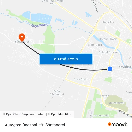 Harta de Autogara Decebal către Sântandrei