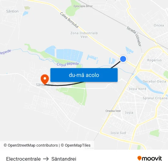 Harta de Electrocentrale către Sântandrei