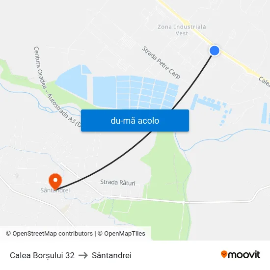 Harta de Calea Borșului 32 către Sântandrei