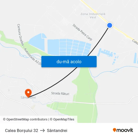 Harta de Calea Borșului 32 către Sântandrei