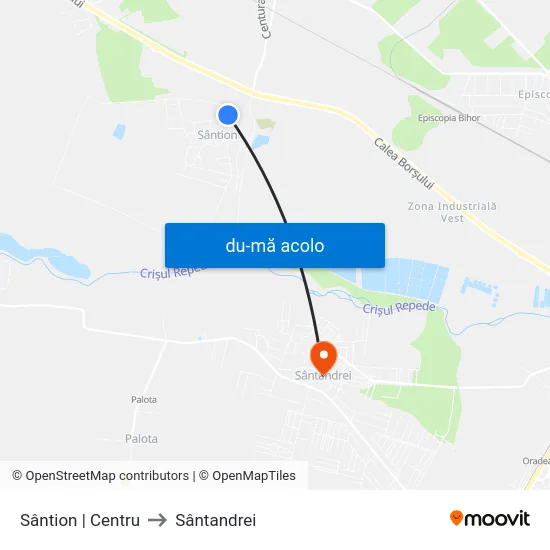 Harta de Sântion | Centru către Sântandrei