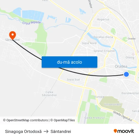 Harta de Sinagoga Ortodoxă către Sântandrei