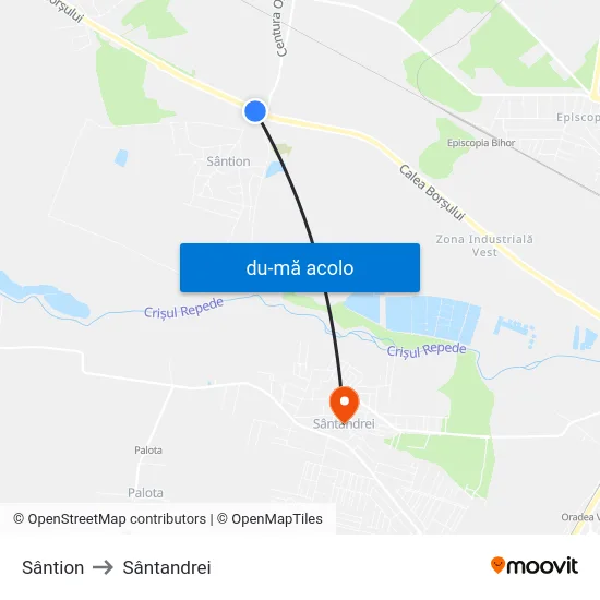 Harta de Sântion către Sântandrei