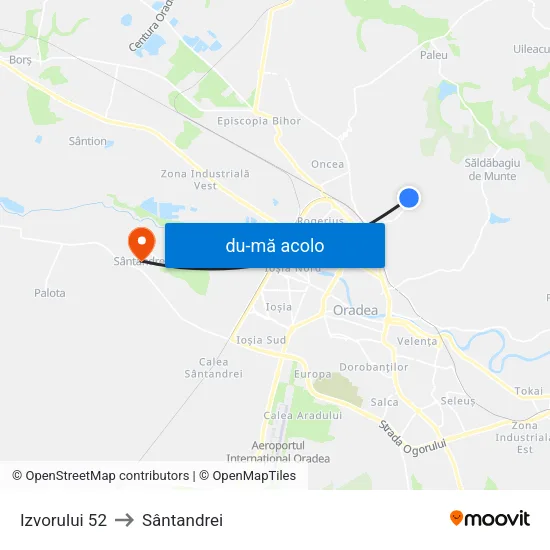 Harta de Izvorului 52 către Sântandrei