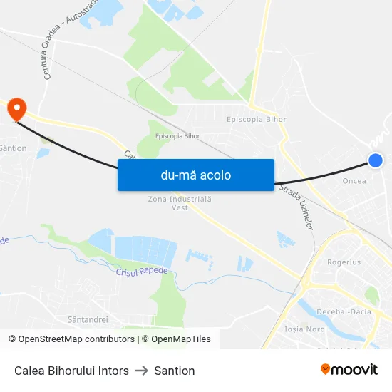 Harta de Calea Bihorului Intors către Santion