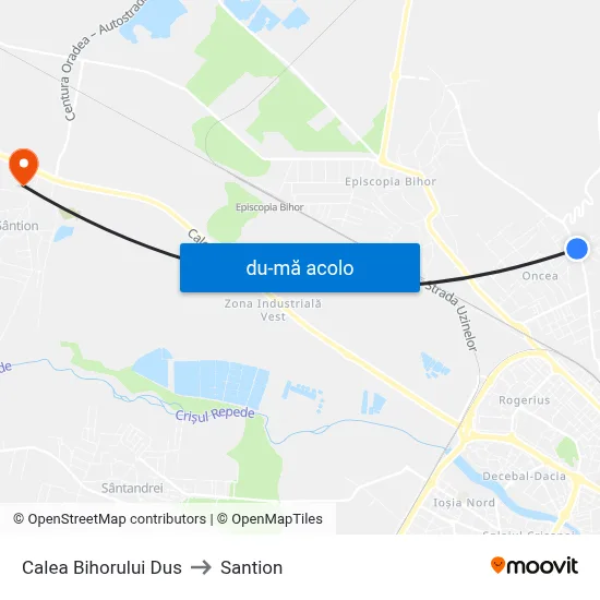Harta de Calea Bihorului Dus către Santion
