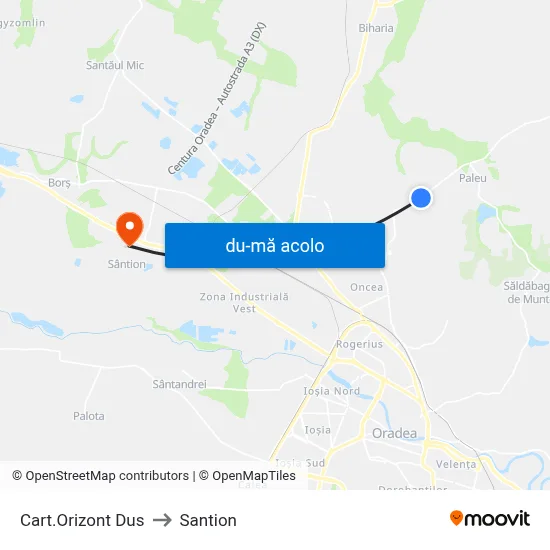 Harta de Cart.Orizont Dus către Santion