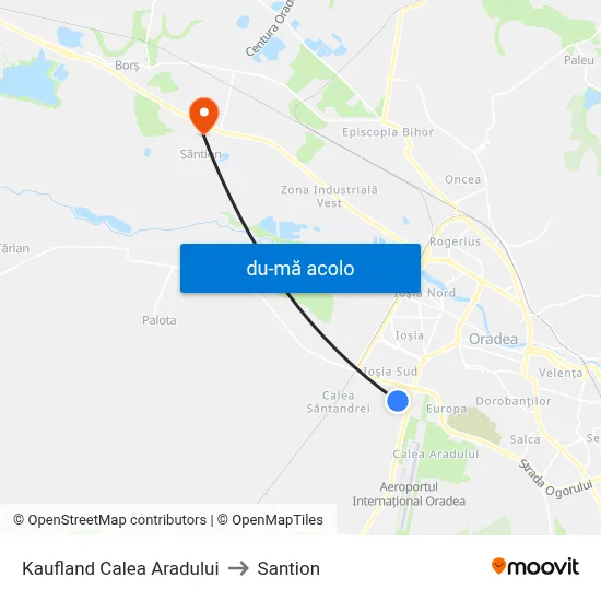 Harta de Kaufland Calea Aradului către Santion