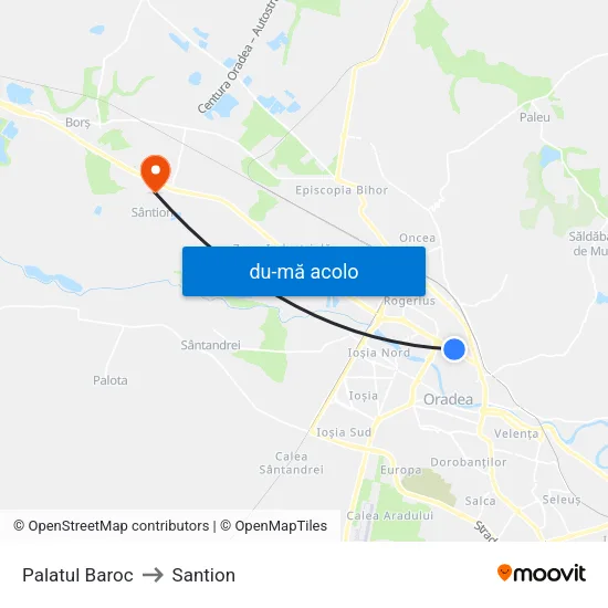 Harta de Palatul Baroc către Santion