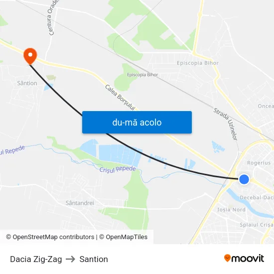 Harta de Dacia Zig-Zag către Santion