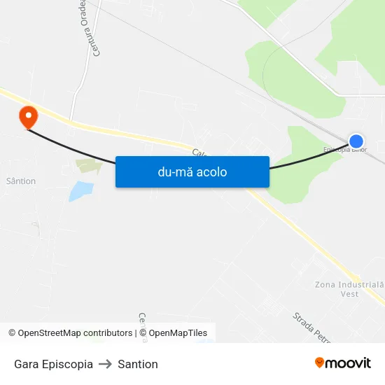 Harta de Gara Episcopia către Santion