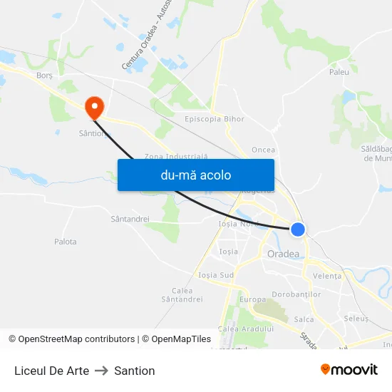 Harta de Liceul De Arte către Santion