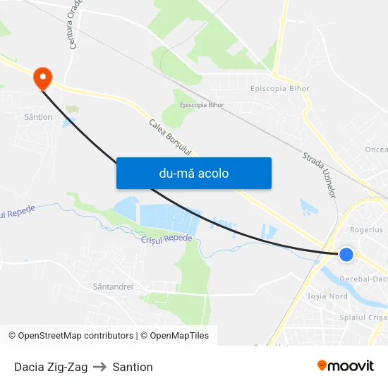 Harta de Dacia Zig-Zag către Santion