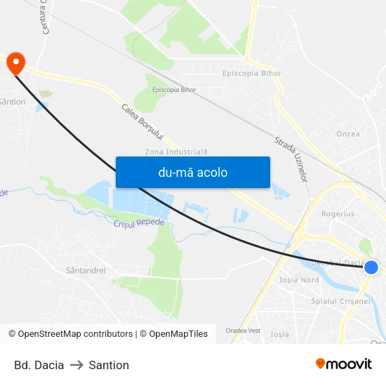 Harta de Bd. Dacia către Santion