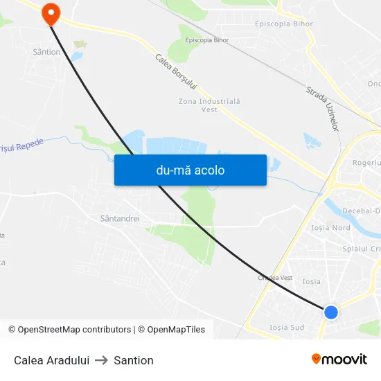 Harta de Calea Aradului către Santion