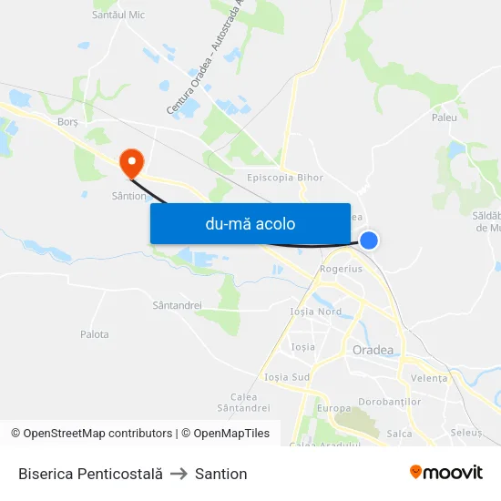 Harta de Biserica Penticostală către Santion