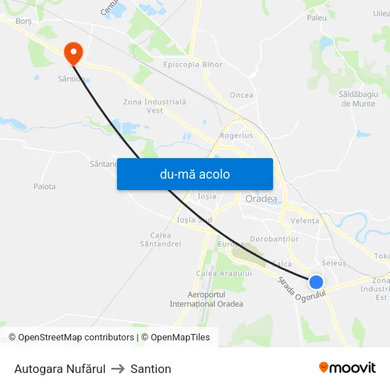 Harta de Autogara Nufărul către Santion