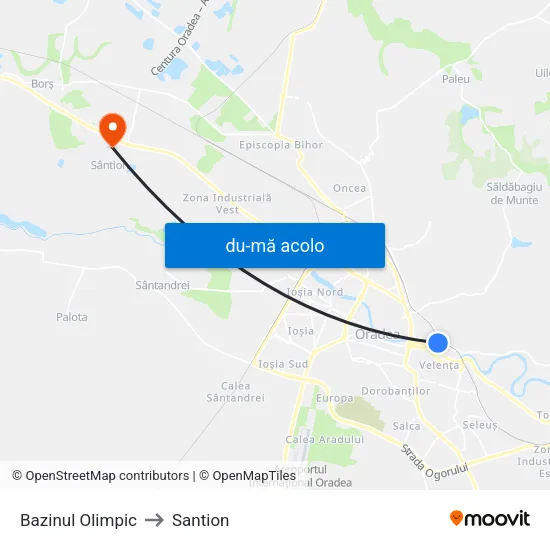 Harta de Bazinul Olimpic către Santion