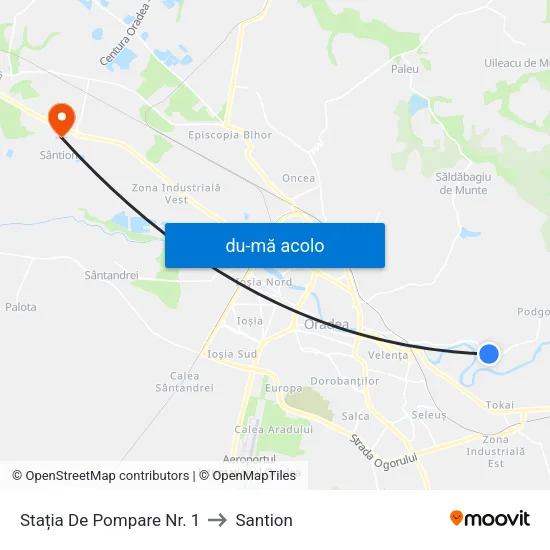 Harta de Stația De Pompare Nr. 1 către Santion