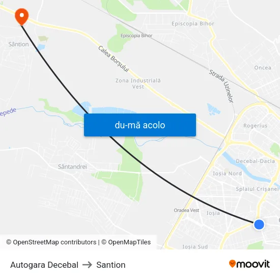 Harta de Autogara Decebal către Santion