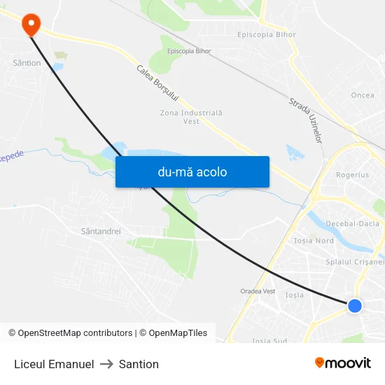Harta de Liceul Emanuel către Santion