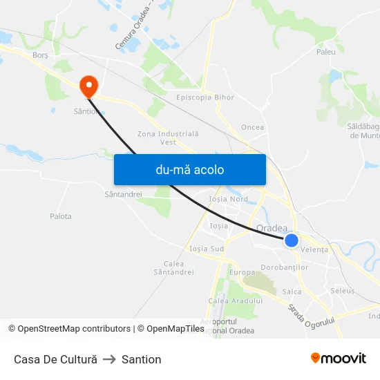 Harta de Casa De Cultură către Santion