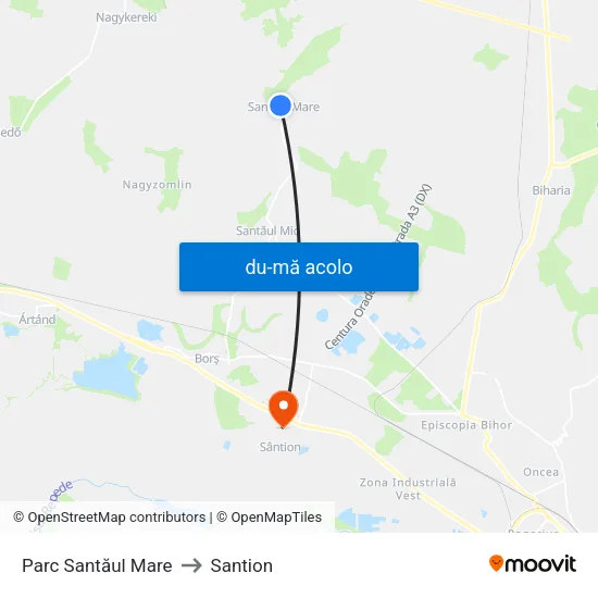 Harta de Santăul Mare | Parc către Santion