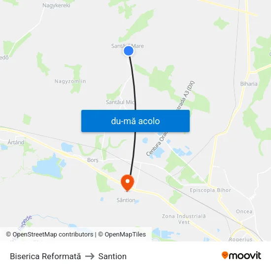 Harta de Santăul Mare | Bis. Reformată către Santion