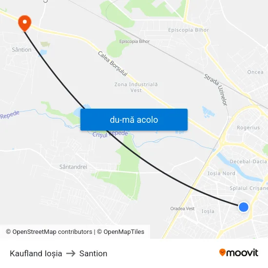 Harta de Kaufland Ioșia către Santion