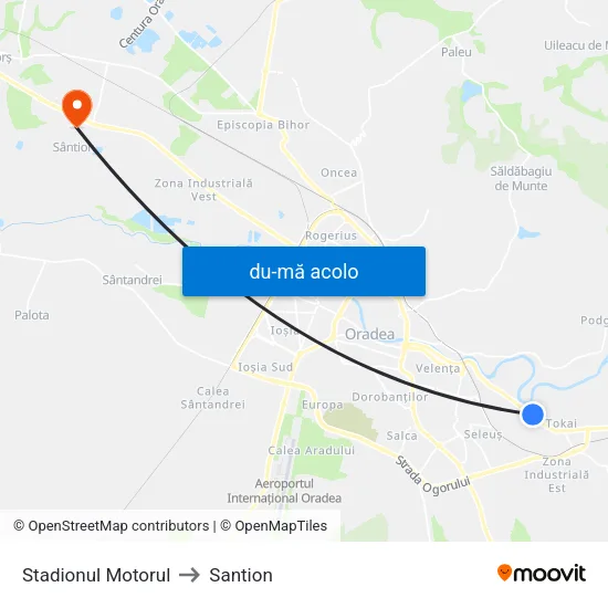 Harta de Stadionul Motorul către Santion