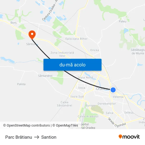 Harta de Parc Brătianu către Santion