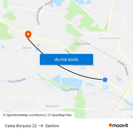 Harta de Calea Borșului 22 către Santion