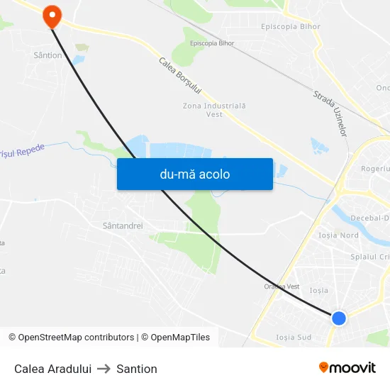 Harta de Calea Aradului către Santion