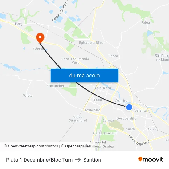 Harta de Piata 1 Decembrie/Bloc Turn către Santion