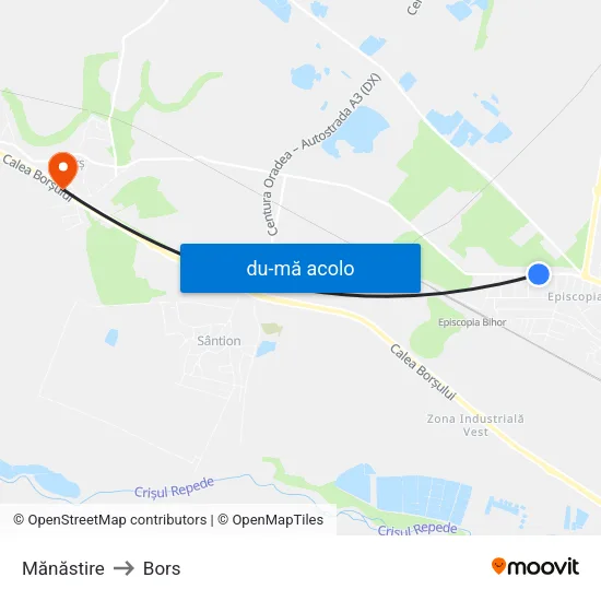 Harta de Mănăstire către Bors