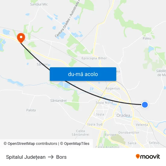 Harta de Spitalul Județean către Bors