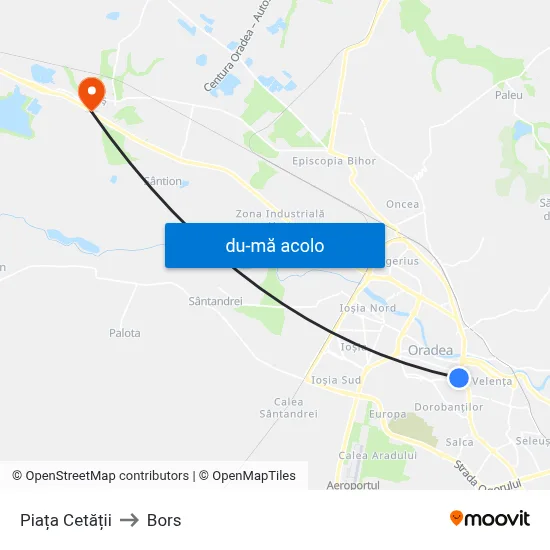 Harta de Piața Cetății către Bors