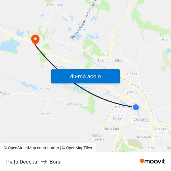 Harta de Piața Decebal către Bors