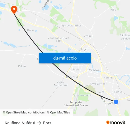 Harta de Kaufland Nufărul către Bors