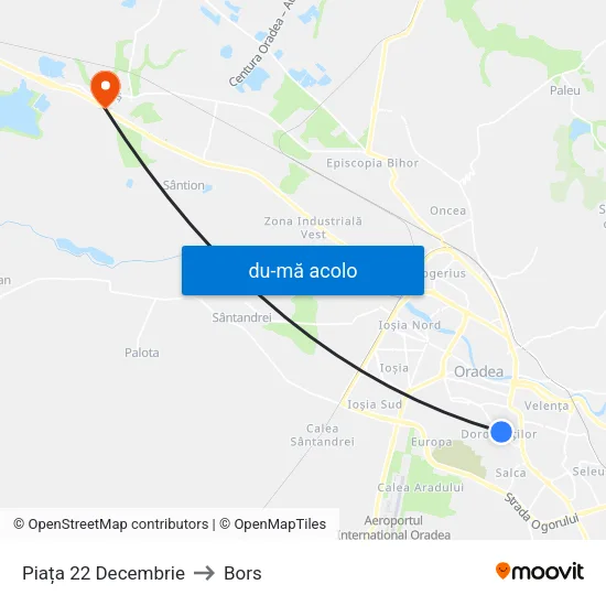 Harta de Piața 22 Decembrie către Bors