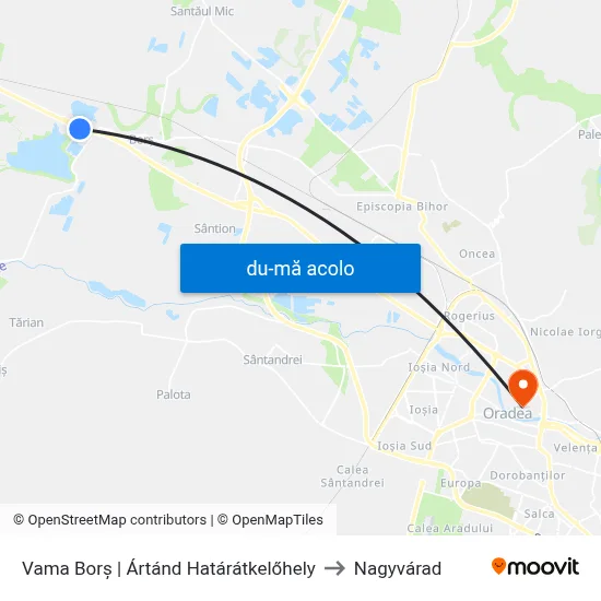 Harta de Vama Borș | Ártánd Határátkelőhely către Nagyvárad